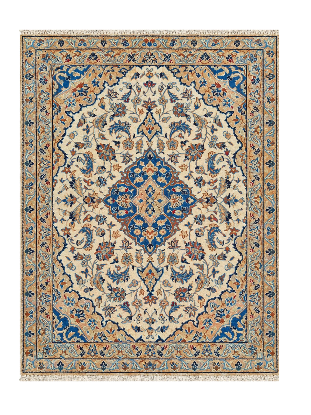 Amazing Hand Knotted Vintage Persian Nain Wool Area Rug 4.1 x 2.9 Ft
