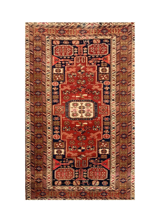 Amazing Hand Knotted Vintage Hareez Pictorial Wool Area Runner Rug 9.3 x 4.9 Ft