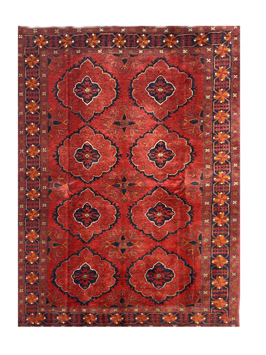 Amazing Hand Knotted Afghan Khal Muhammadi Wool Area Rug 9.1 x 6.2 Ft