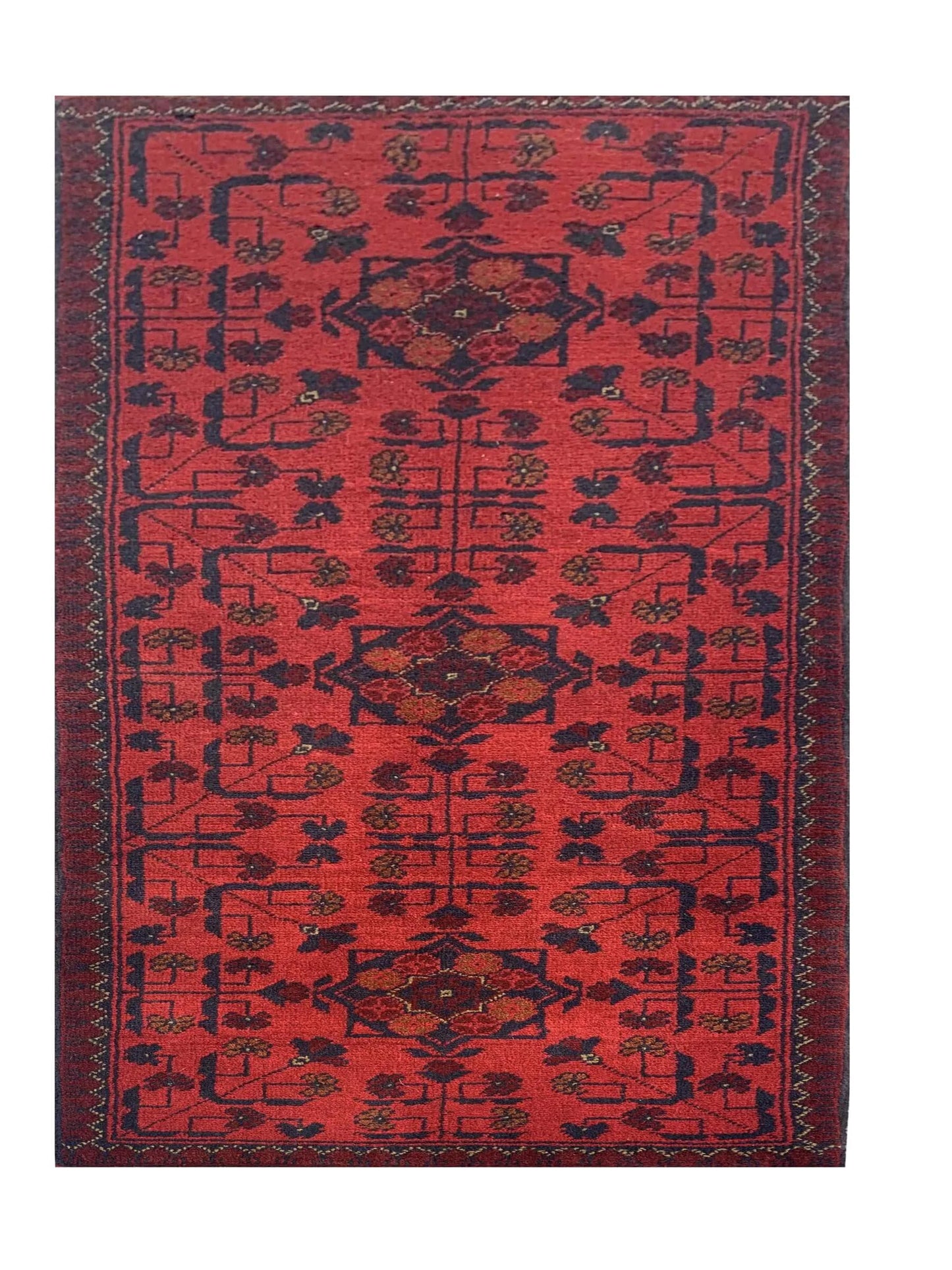 Fine Quality Hand Knotted Afghan Khal Muhammadi Wool Area Rug 4.9 x 1.8 Ft