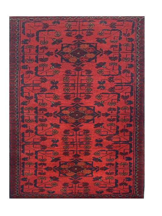 Fine Quality Hand Knotted Afghan Khal Muhammadi Wool Area Rug 4.9 x 1.8 Ft