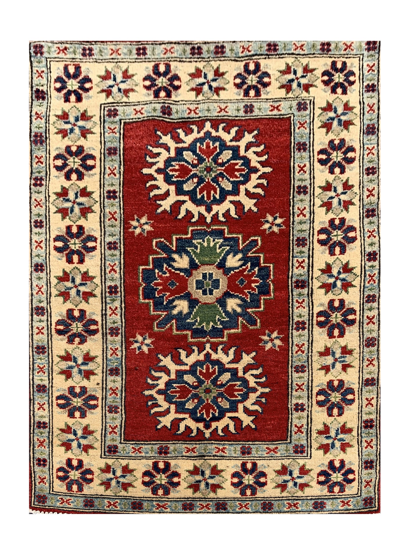 Amazing Hand Knotted Afghan Kazak Wool Area Rug 4.3 x 2.7 Ft