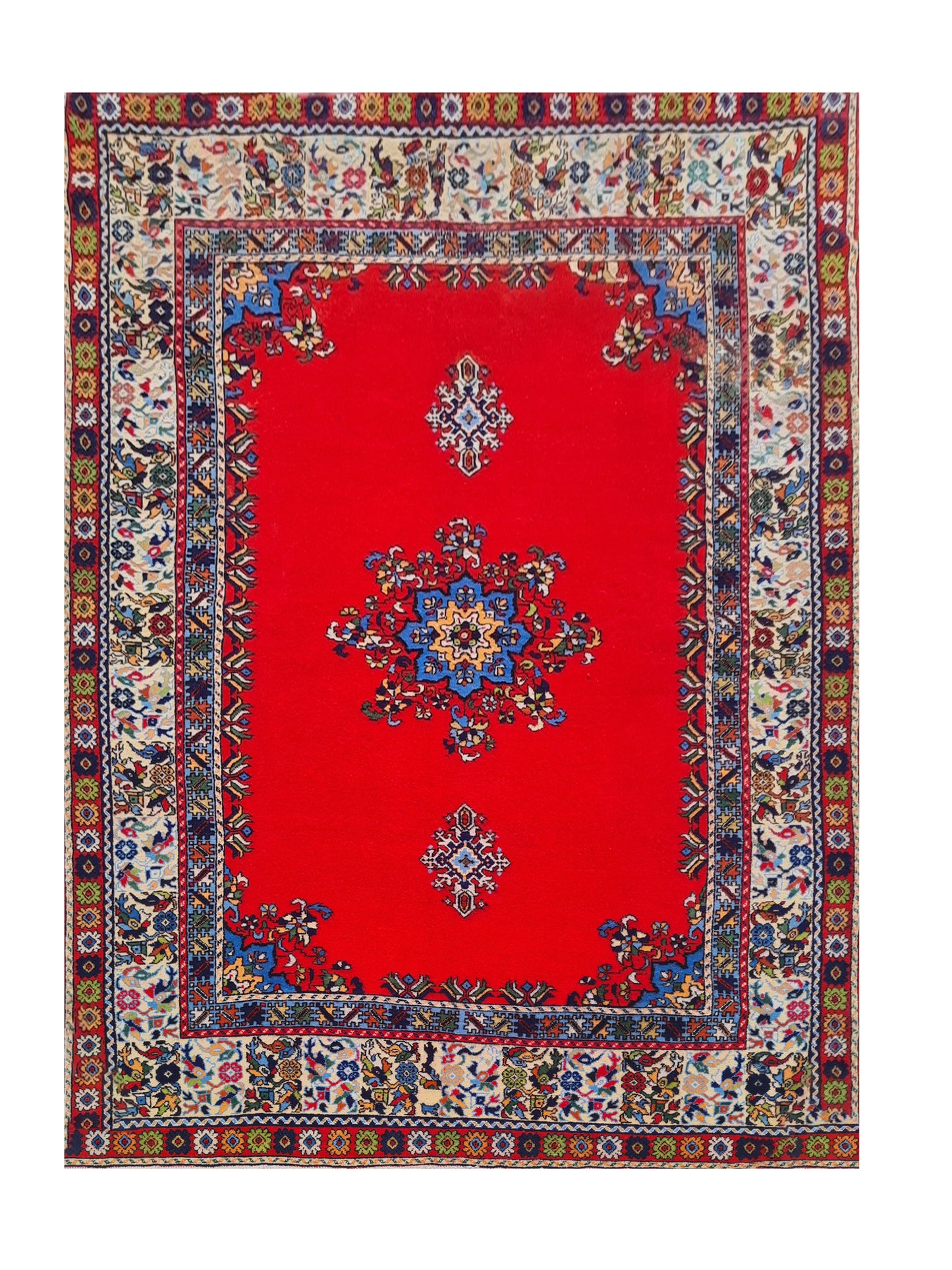 Amazing Hand Knotted Vintage Morocco Wool Area Rug 9.11 x 6.6 Ft