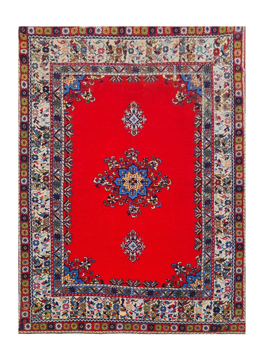 Amazing Hand Knotted Vintage Morocco Wool Area Rug 9.11 x 6.6 Ft