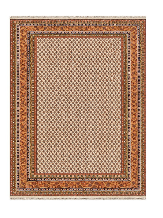 Amazing Hand Knotted Vintage Badam Gul Wool Area Rug 7.8 x 5.9 Ft