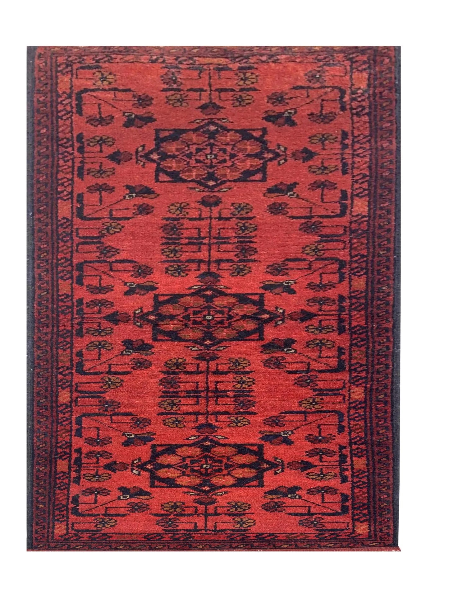 Fine Quality Hand Knotted Afghan Khal Muhammadi Wool Area Rug 4.10 x 1.9 Ft