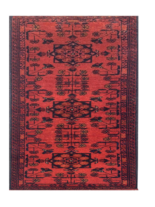 Fine Quality Hand Knotted Afghan Khal Muhammadi Wool Area Rug 4.10 x 1.9 Ft