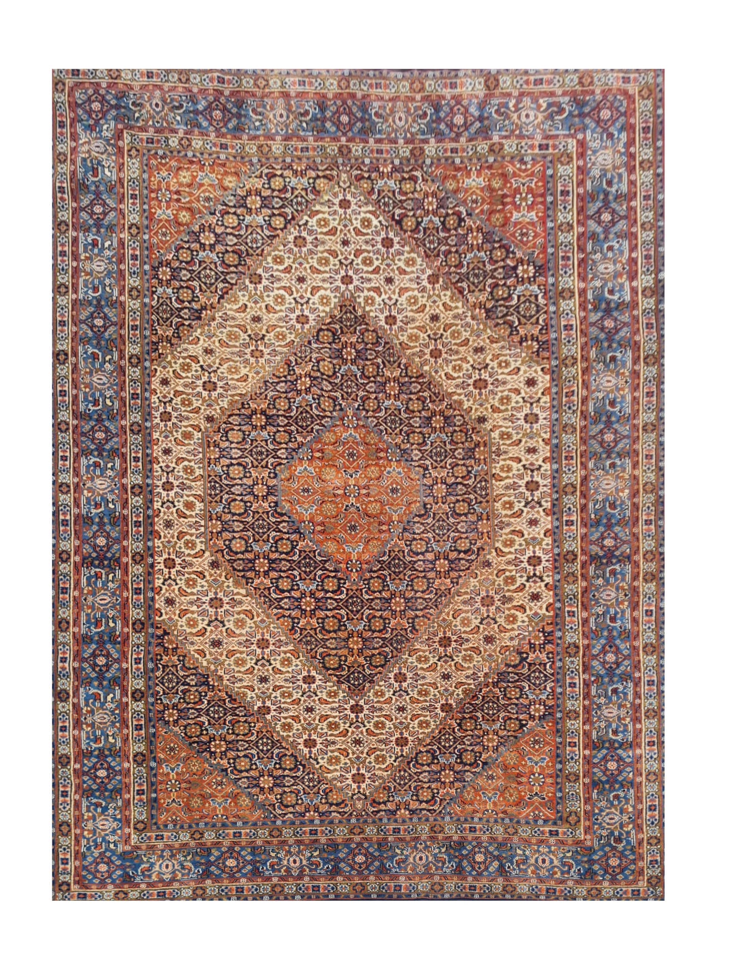 Amazing Hand Knotted Vintage Yamoud Wool Area Rug 9.4 x 6.10 Ft