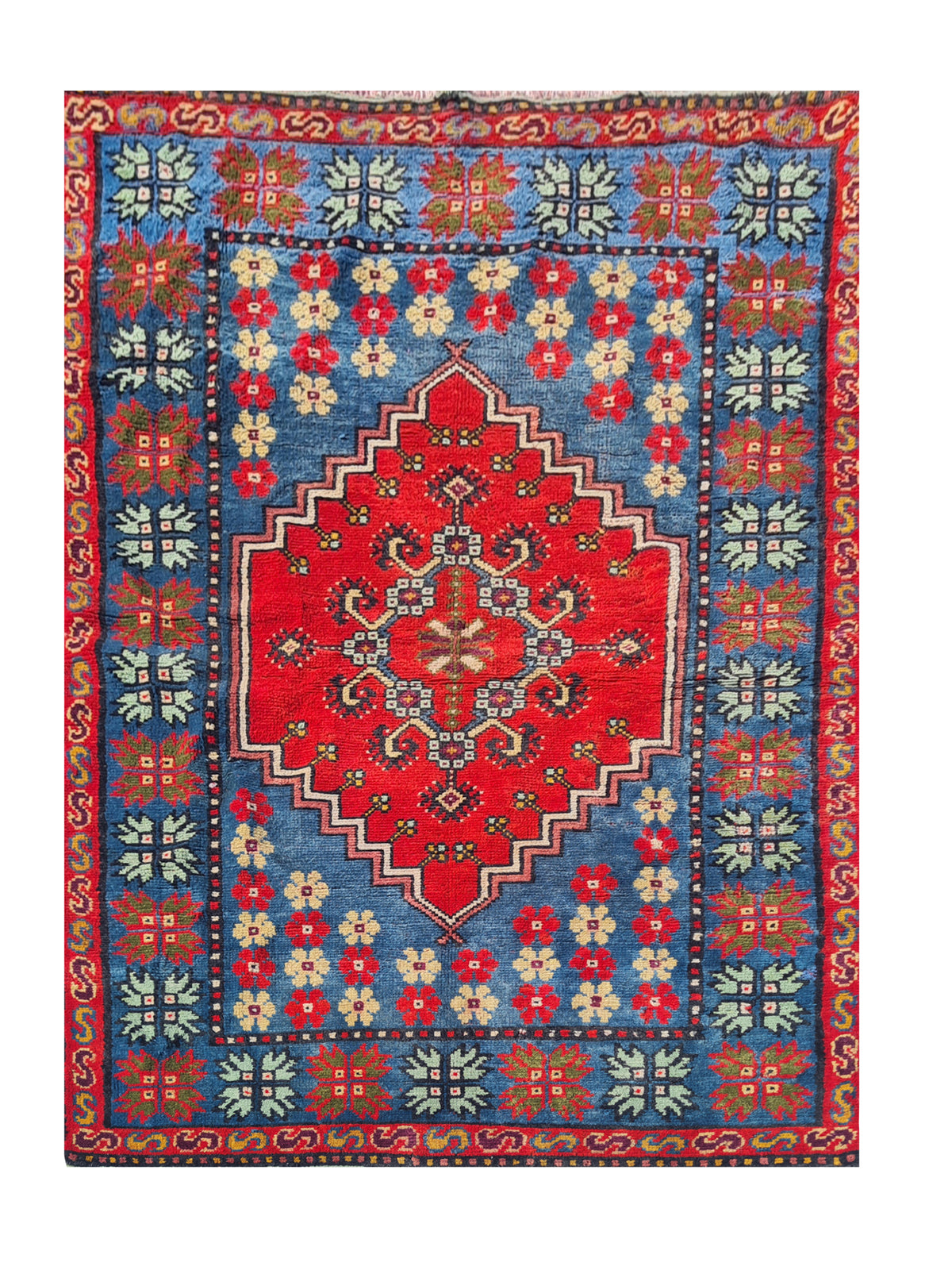 Amazing Hand Knotted Vintage Moroccan Wool Area Rug 6.6 x 3.6 Ft