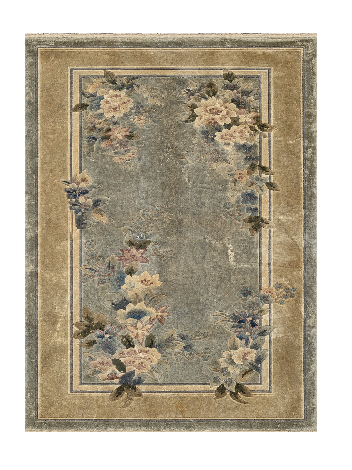 Amazing Hand Knotted Vintage Sino Silk Area Rug 4.6 x 2.3 Ft