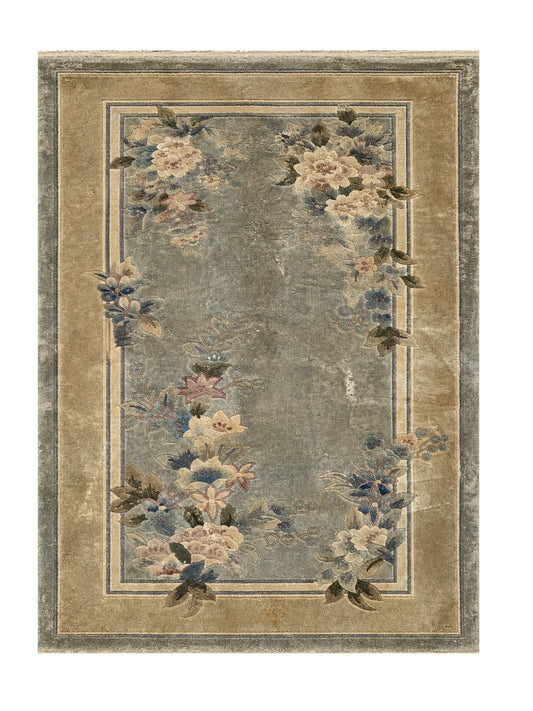Amazing Hand Knotted Vintage Sino Silk Area Rug 4.6 x 2.3 Ft