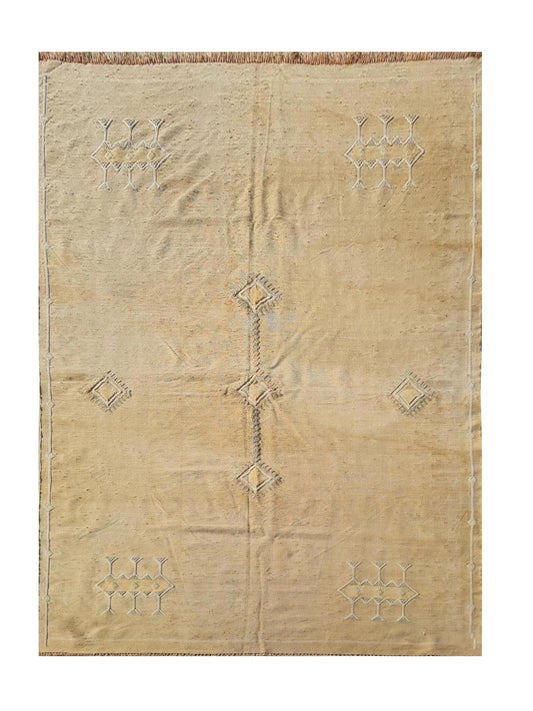 Amazing Hand Knotted Vintage Morocco Sumouk Kilim Silk Area Rug 8 x 5 Ft