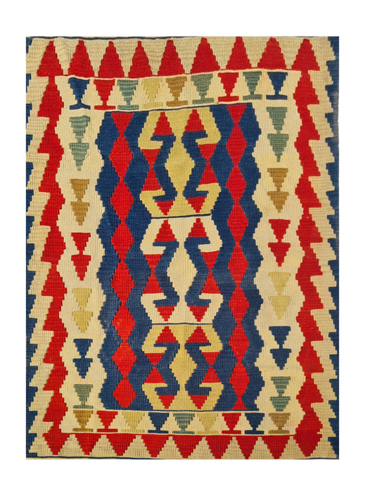Hand Knotted Vintage Flat Weave Turkish Kilim Kilim Wool Area Rug 5.8 x 3.8 Ft