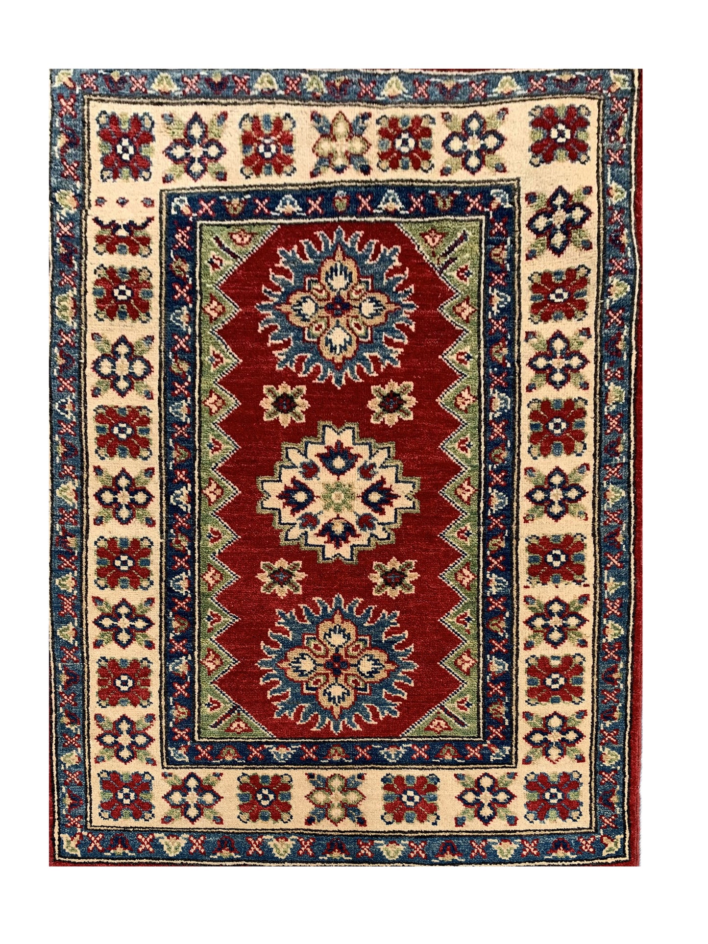 Amazing Hand Knotted Afghan Kazak Wool Area Rug 3.10 x 2.8 Ft