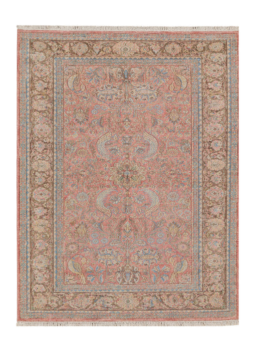 Amazing Hand Knotted Vintage Kashmiri Pictorial Silk Area Rug 5.3 x 3.1 Ft
