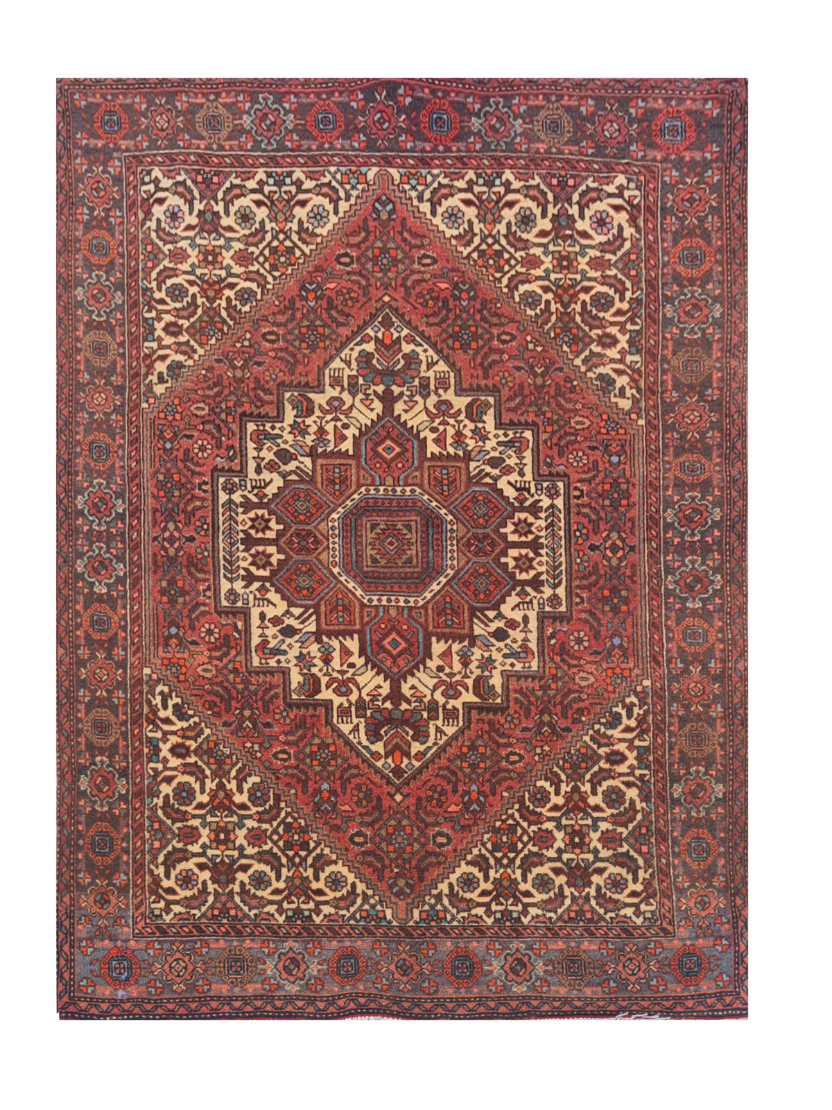 Amazing Hand Knotted Vintage Persian Bijar Wool Area Rug 4.9 x 3.3 Ft