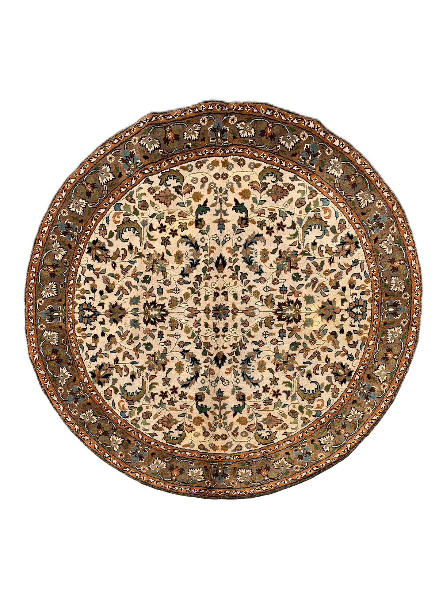 Amazing Hand Knotted Vintage Tabreez Round Wool Area Rug 6.3 x 6.2 Ft