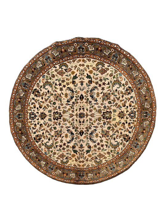 Amazing Hand Knotted Vintage Tabreez Round Wool Area Rug 6.3 x 6.2 Ft