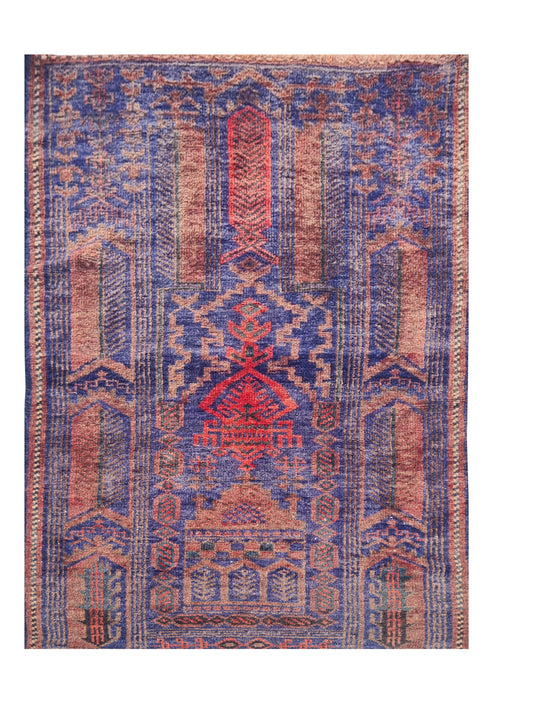 Amazing Hand Knotted Vintage Afghan Taimani Wool Area Rug 4.0 x 2.3 Ft