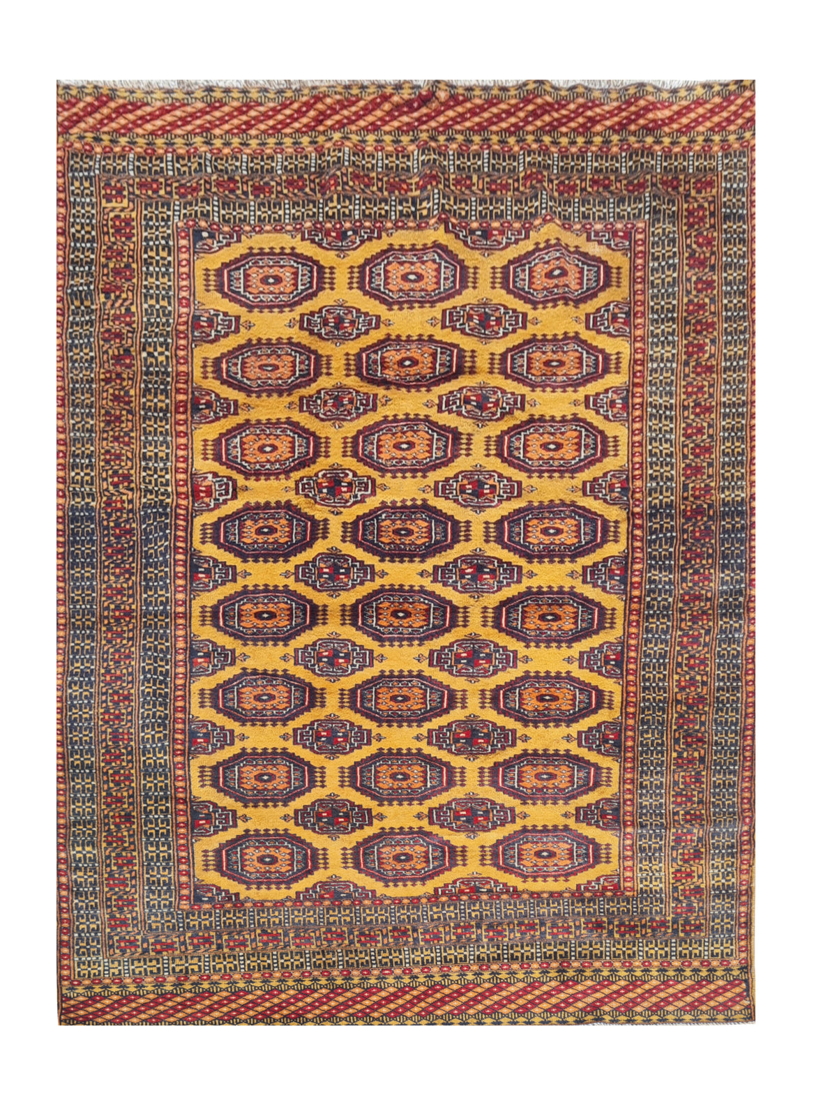 Amazing Hand Knotted Vintage Pakistani Bokhara Jhaldar Wool Area Rug 5.11 x 3.10 Ft