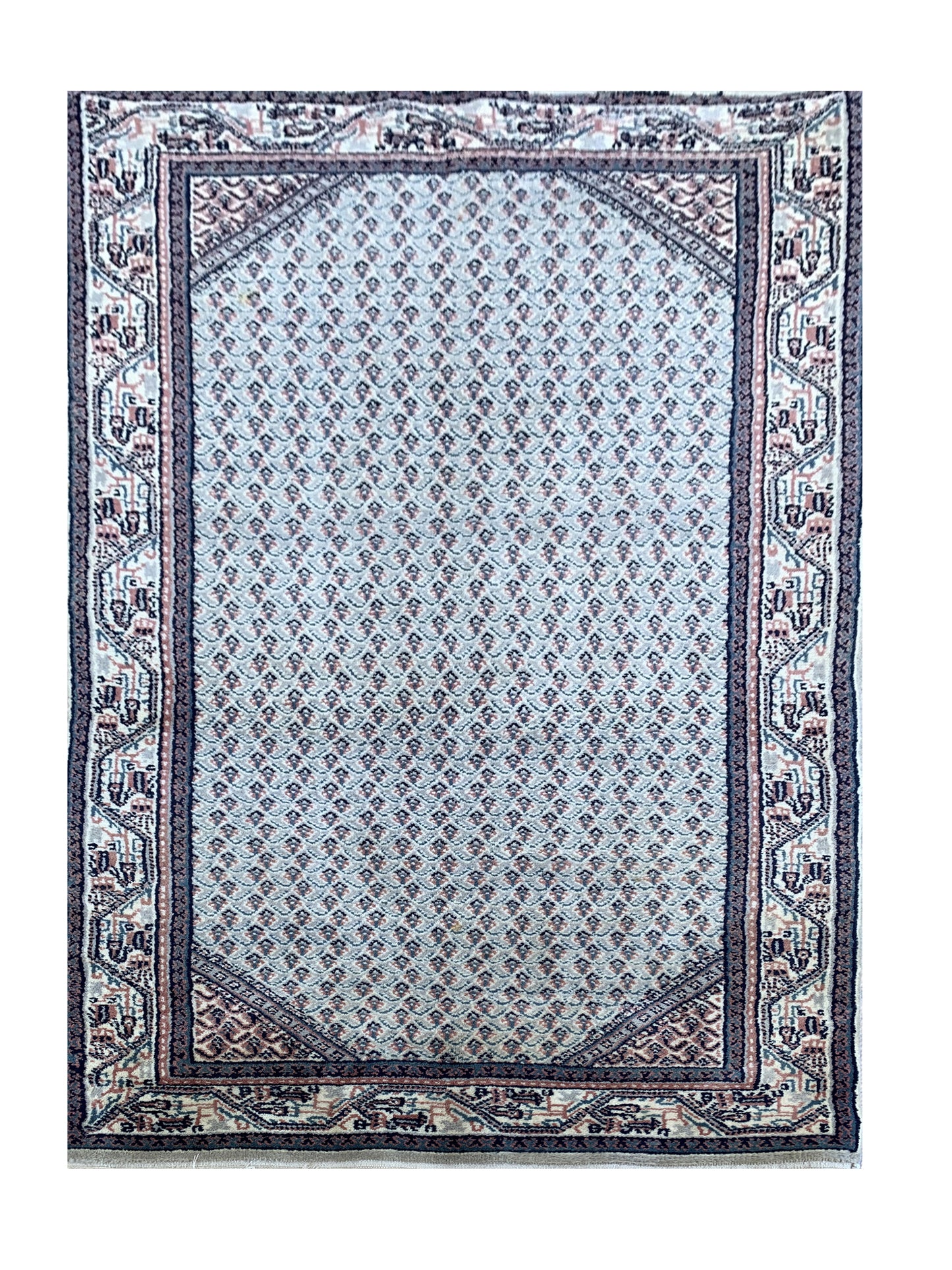 Amazing Hand Knotted Vintage Badam Gul Wool Area Rug 4.5 x 2.5 Ft