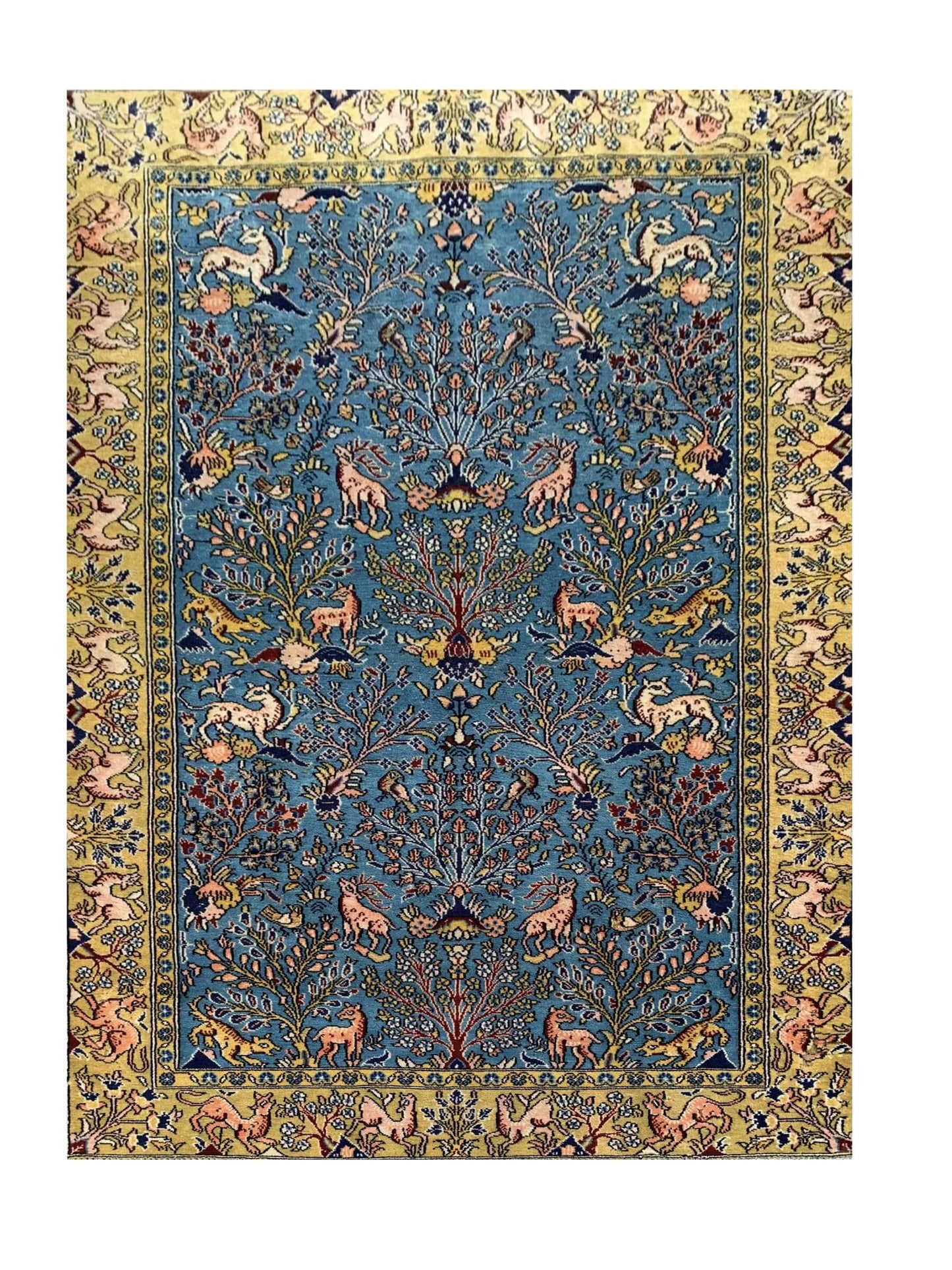 Amazing Hand Knotted Vintage Qashmour Tree Of Life Pictorial Wool Area Rug 6.4 x 3.11 Ft