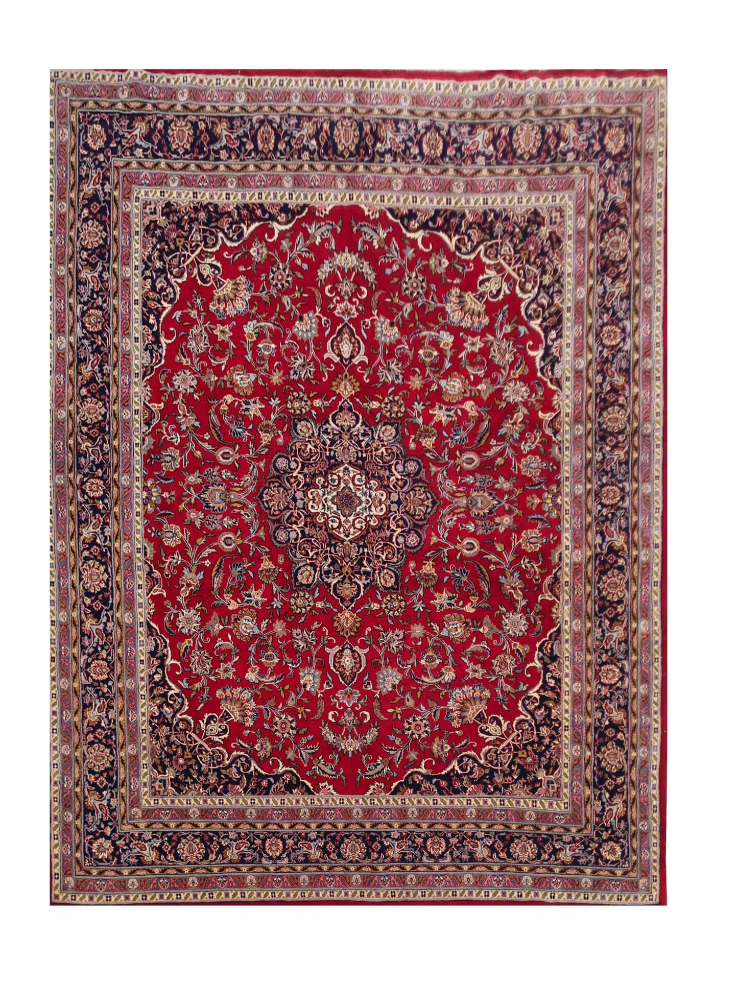 Amazing Hand Knotted Vintage Mashad Wool Area Rug 10.0 x 8.1 Ft