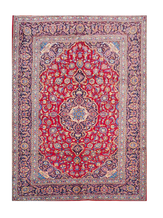 Amazing Hand Knotted Vintage Qashoun Wool Area Rug 10.8 x 7.7 Ft