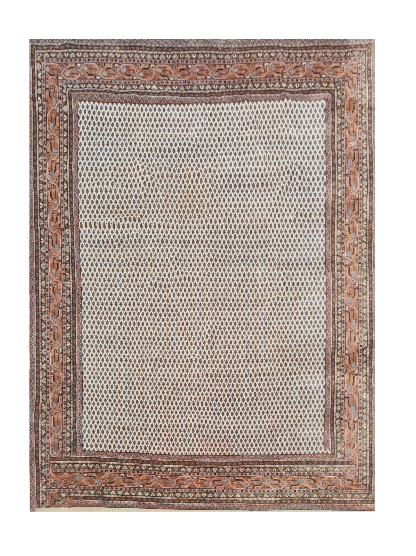 Amazing Hand Knotted Vintage Badam Gul Wool Area Rug 11 x 8 Ft