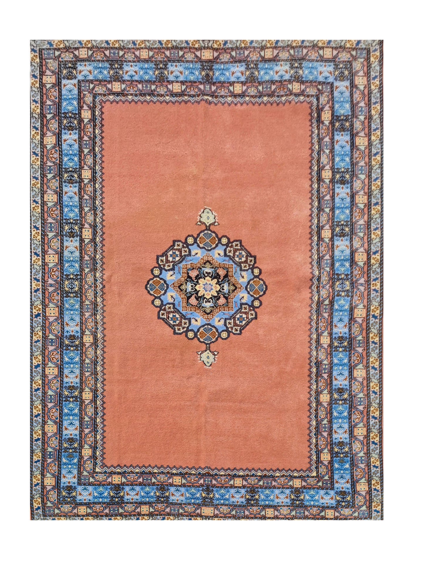Amazing Hand Knotted Vintage Turkish Qaisery Wool Area Rug 9.10 x 6.6 Ft