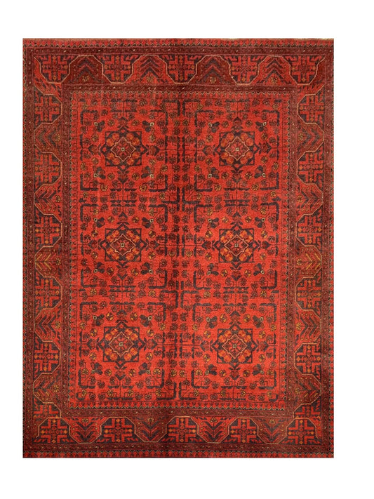 Fine Quality Hand Knotted Afghan Khal Muhammadi Wool Area Rug 6.7 x 4.11 Ft