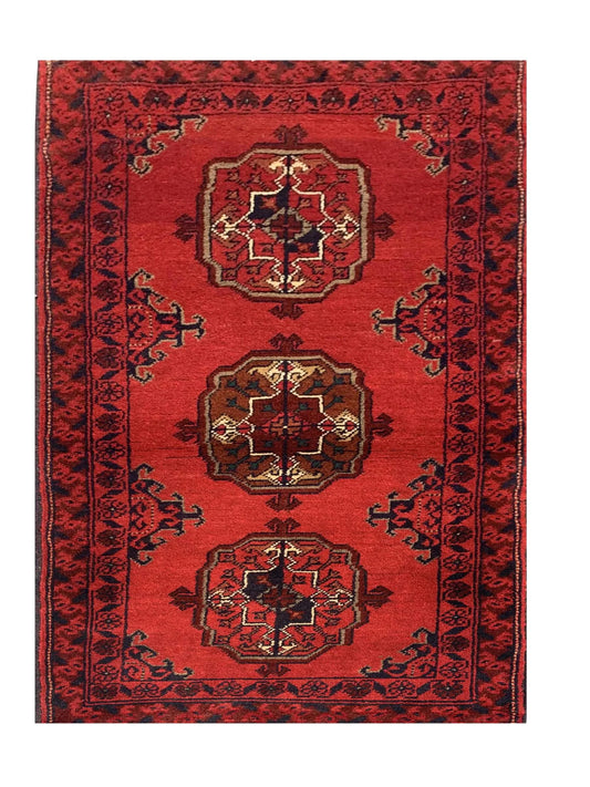 Fine Quality Hand Knotted Afghan Khal Muhammadi Wool Area Rug 4.9 x 1.9 Ft