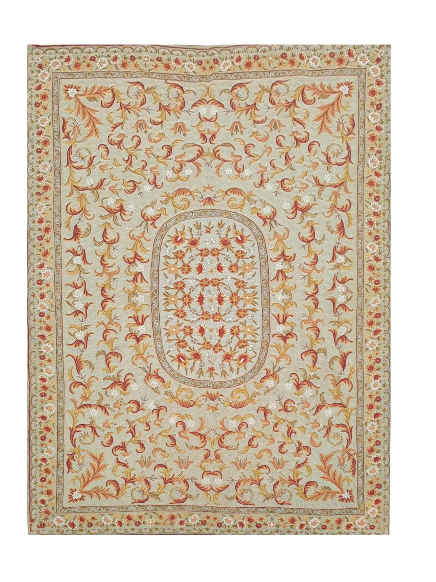 Hand Embroidered Needlework Vintage Kashmiri Textile Wall Hanging 9.0 x 5.11 Ft