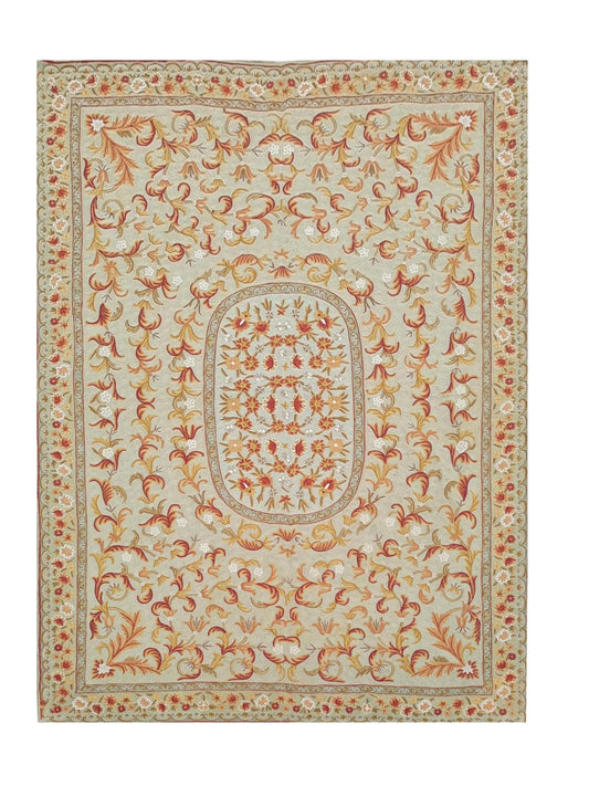 Hand Embroidered Needlework Vintage Kashmiri Textile Wall Hanging 9.0 x 5.11 Ft