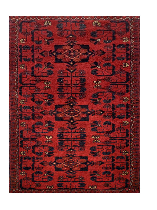 Fine Quality Hand Knotted Afghan Khal Muhammadi Wool Area Rug 4.10 x 1.9 Ft