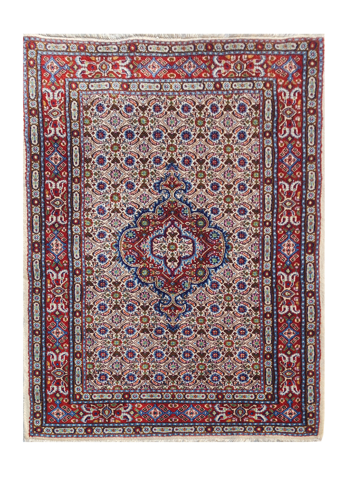 Amazing Hand Knotted Vintage Persian Yamoud Wool Area Rug 4.0 x 2.7 Ft