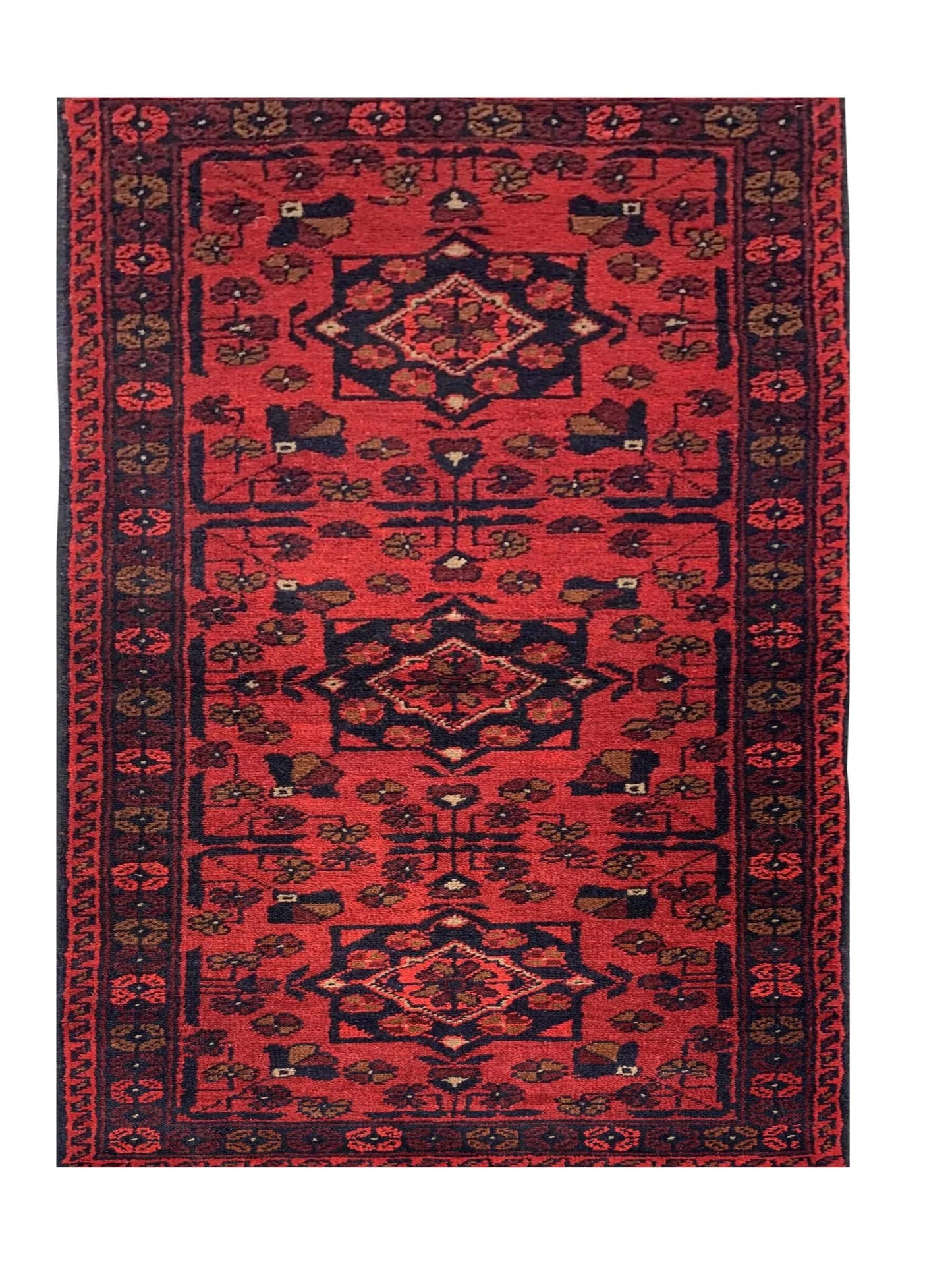 Fine Quality Hand Knotted Afghan Khal Muhammadi Wool Area Rug 4.11 x 1.9 Ft