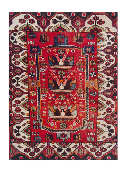 Amazing Hand Knotted Vintage Hamidoun Wool Area Rug 5.0 x 3.3 Ft