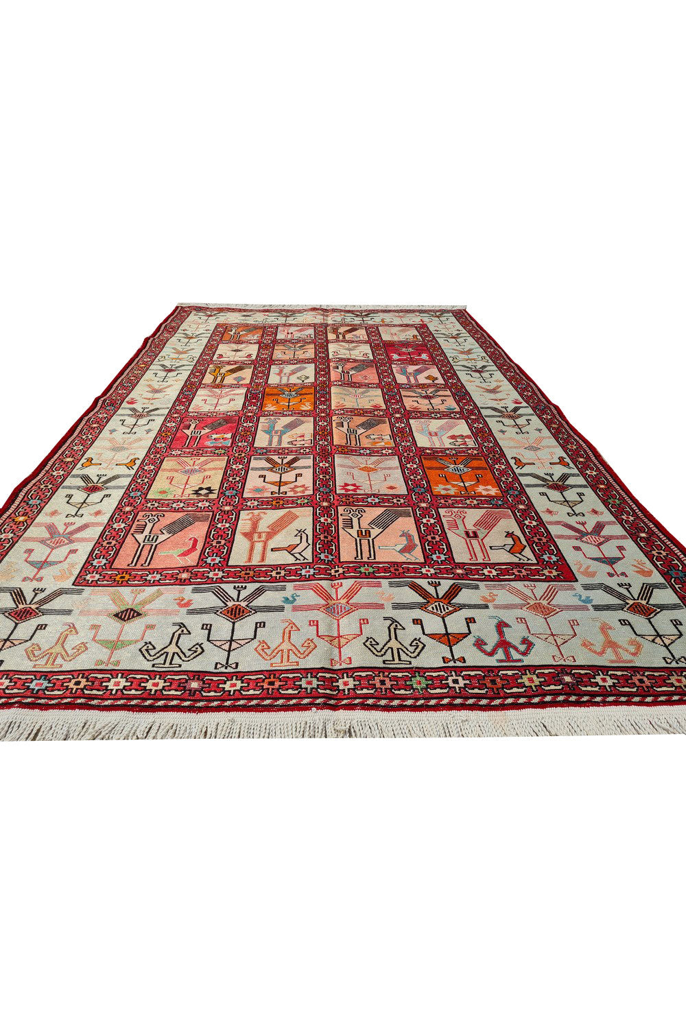 Fine Quality Hand Knotted Veg Dyed Soumak Pictorial Silk Kilim Area Rug 6 x 4 Ft (910 KHI)