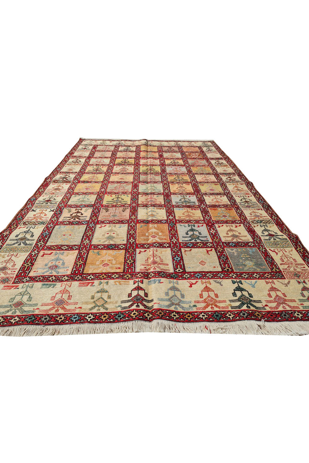 Fine Quality Hand Knotted Veg Dyed Soumak Pictorial Silk Kilim Area Rug 6 x 4 Ft (913 KHI)