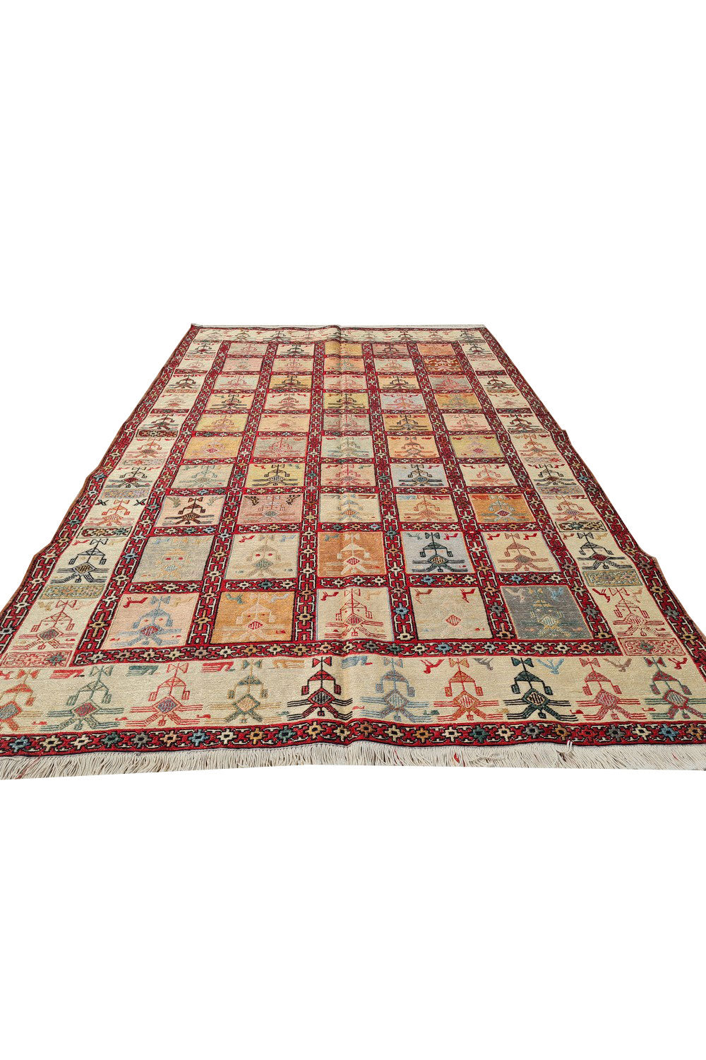 Fine Quality Hand Knotted Veg Dyed Soumak Pictorial Silk Kilim Area Rug 6 x 4 Ft (913 KHI)