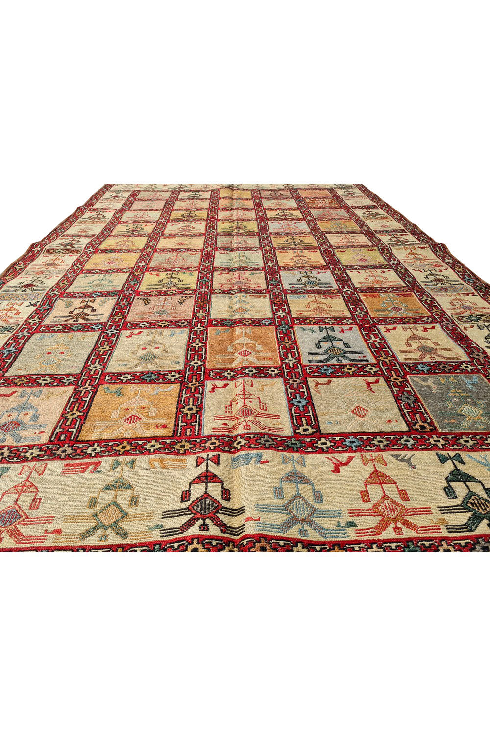 Fine Quality Hand Knotted Veg Dyed Soumak Pictorial Silk Kilim Area Rug 6 x 4 Ft (913 KHI)