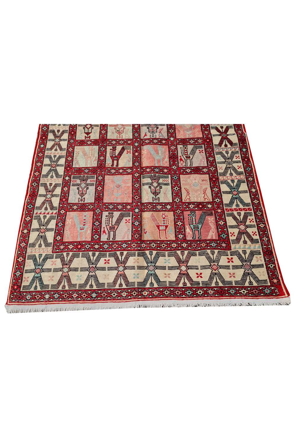 Amazing Hand Knotted Vintage Persian Samouk Pictorial Silk Area Rug 6.1 x 3.10 Ft