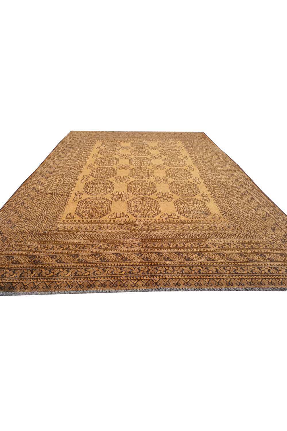 Rare Hand Knotted Vintage Afghan Turkmen Felpah Wool Area Rug 9.5 x 6.7 Ft