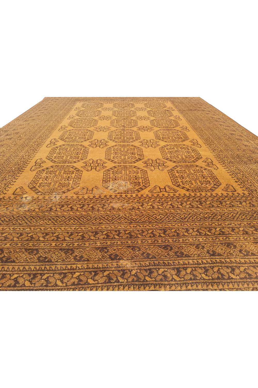 Rare Hand Knotted Vintage Afghan Turkmen Felpah Wool Area Rug 9.5 x 6.7 Ft