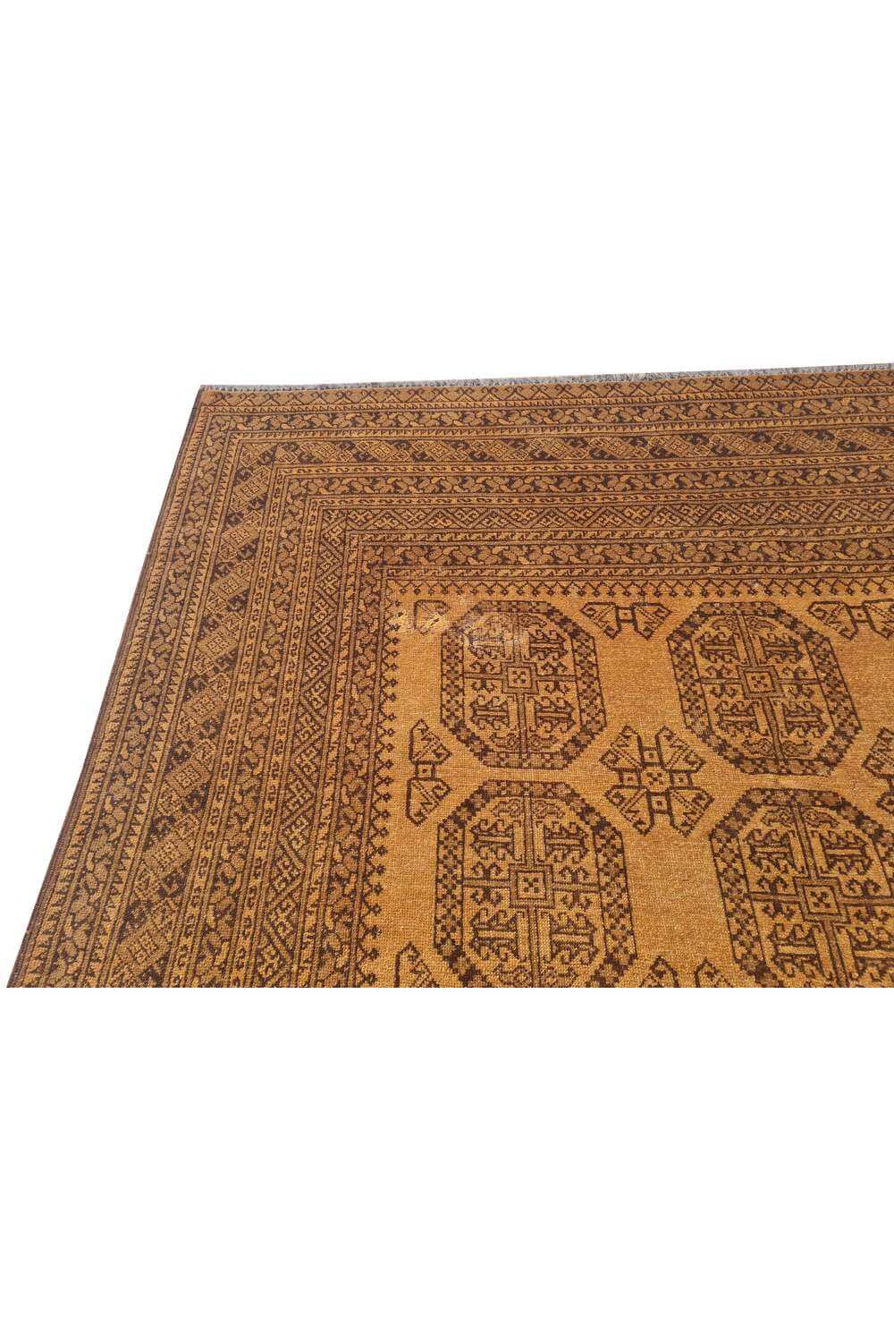 Rare Hand Knotted Vintage Afghan Turkmen Felpah Wool Area Rug 9.5 x 6.7 Ft