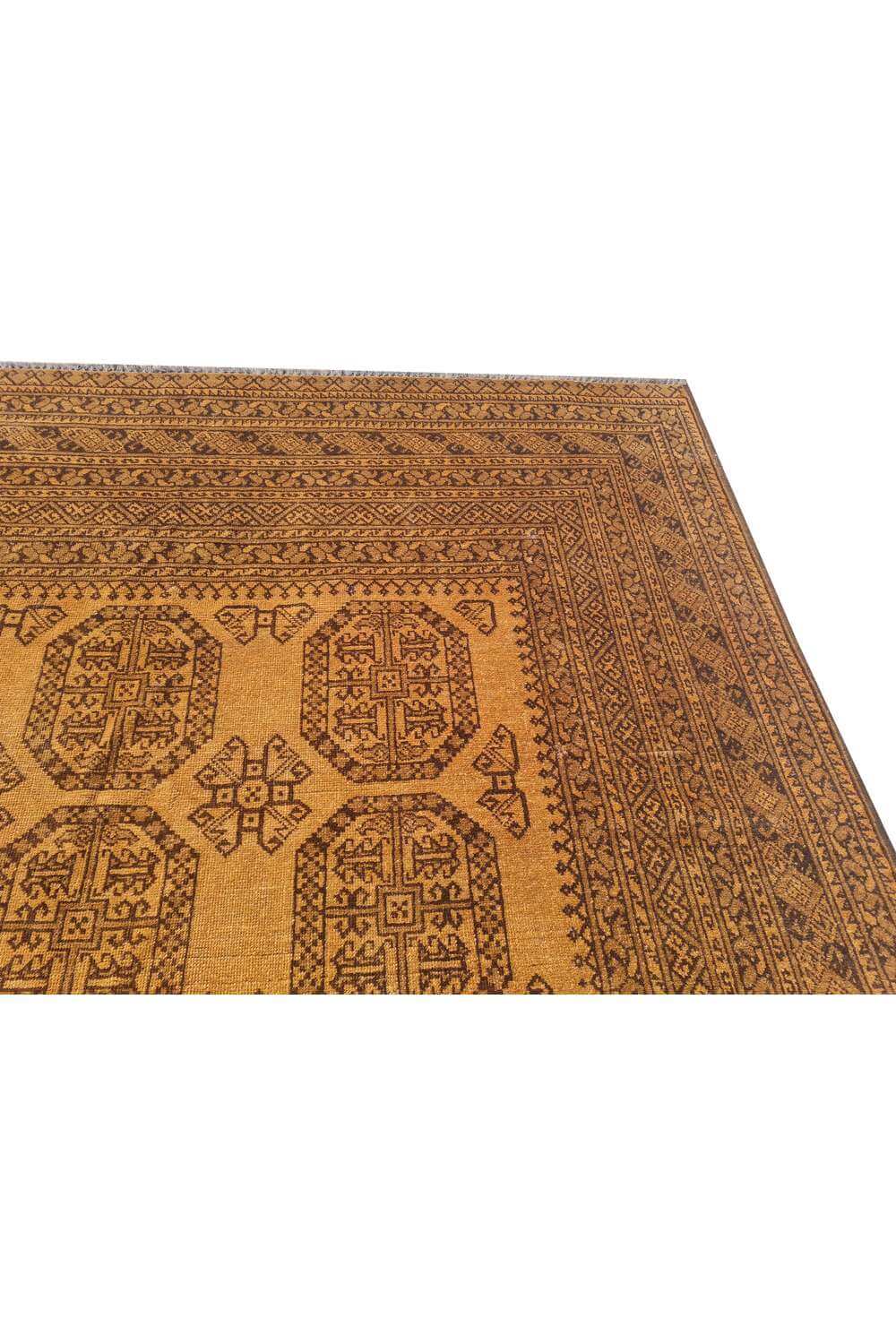 Rare Hand Knotted Vintage Afghan Turkmen Felpah Wool Area Rug 9.5 x 6.7 Ft