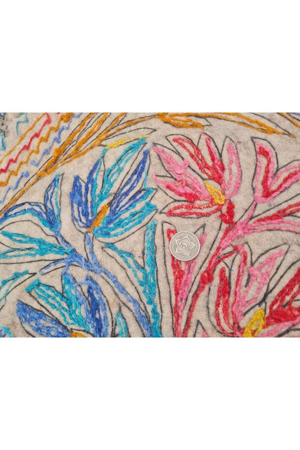 Hand Embroidered Needlework Vintage Kashmiri Textile Wall Hanging 6.0 x 3.5 Ft