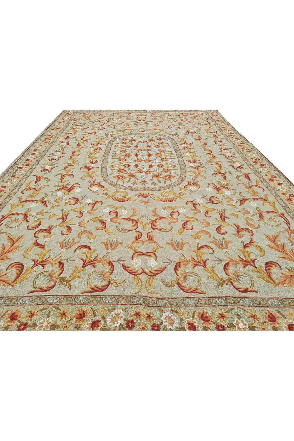 Hand Embroidered Needlework Vintage Kashmiri Textile Wall Hanging 9.0 x 5.11 Ft