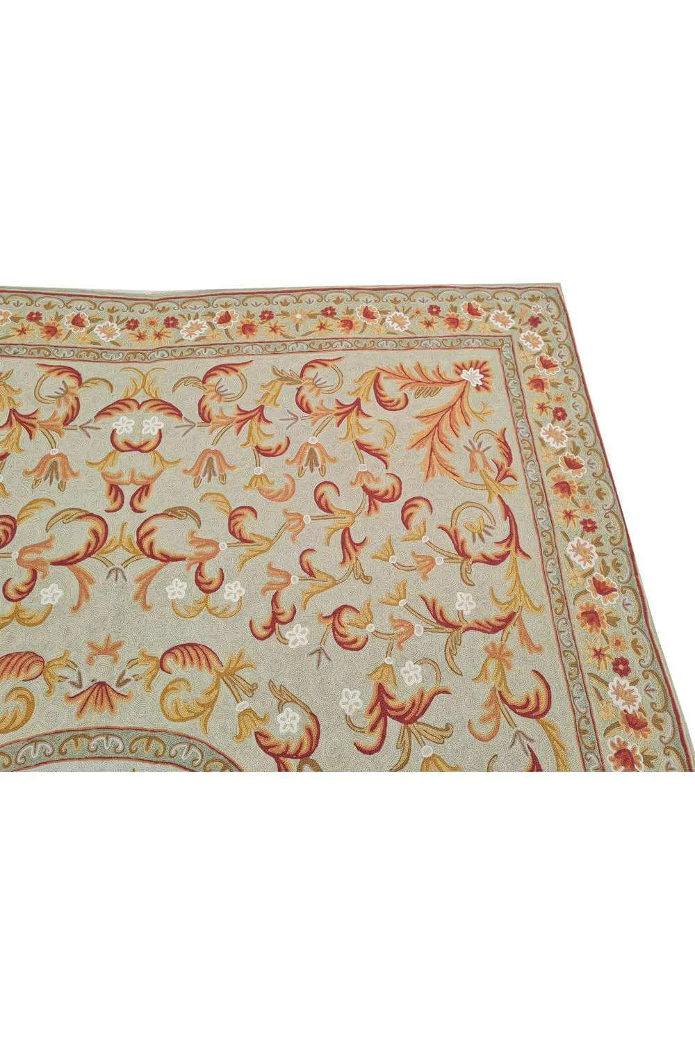 Hand Embroidered Needlework Vintage Kashmiri Textile Wall Hanging 9.0 x 5.11 Ft